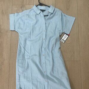 Well Worn Linen Blend Shirt Dress Light Blue Size M NWT